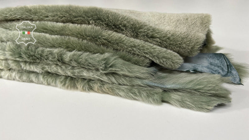 MINT GREEN sheepskin shearling fur hairy leather 4 skins total 19"X30" #B7236