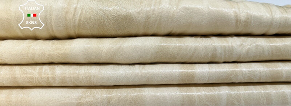 BEIGE WRINKLED VEGETABLE TAN Soft Lambskin leather 2 skins 12sqf 0.8mm #B5112