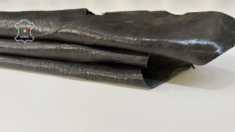 WASHED DARK GRAY GRAINY VEGETABLE TAN Italian Lambskin leather 4+sqf 1.2mm B8188