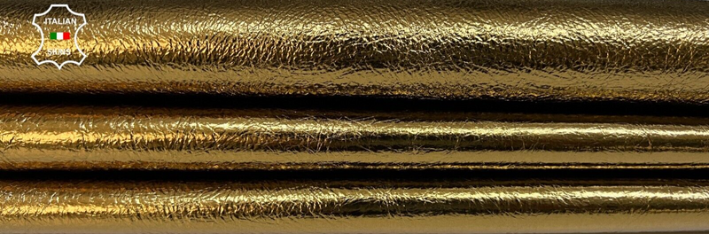 METALLIC BRONZE CRINKLE Thick Italian Lambskin leather 2 skins 14sqf 1.6mm B8381