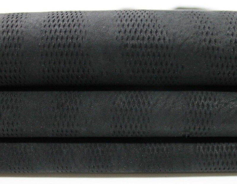 NABUCK ANTHRACITE BLACK textured Italian Lambskin leather skin 5sqf 1mm #A4369