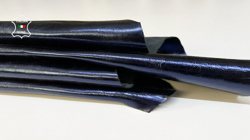 METALLIC OCEAN BLUE CRINKLE Italian Goatskin leather 2 skins 10sqf 0.9mm #B8435