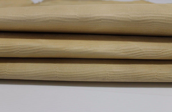 UNFINISHED UNDYED STRONG LIGHT TAN REPTILE EMBOSSED Goat leather skins 16sqf