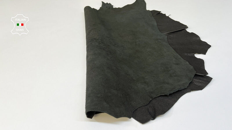 BLACK ROUGH GRAINY Thick Italian Goatskin Goat leather hides 5sqf 1.4mm #B9566