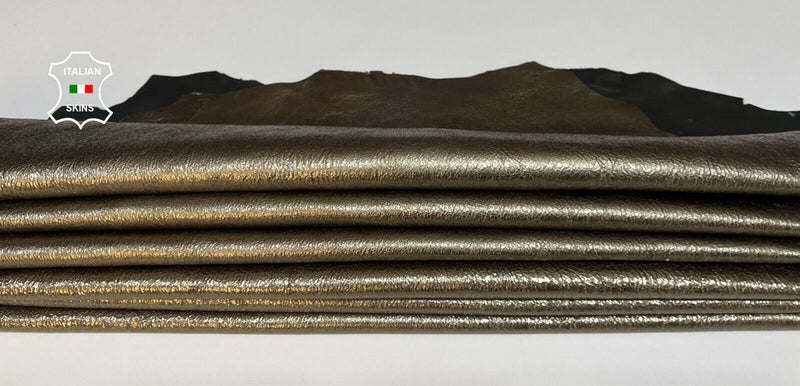METALLIC PEWTER CRISPY Soft Italian Lambskin leather 2 skins 12sqf 0.8mm #B4292
