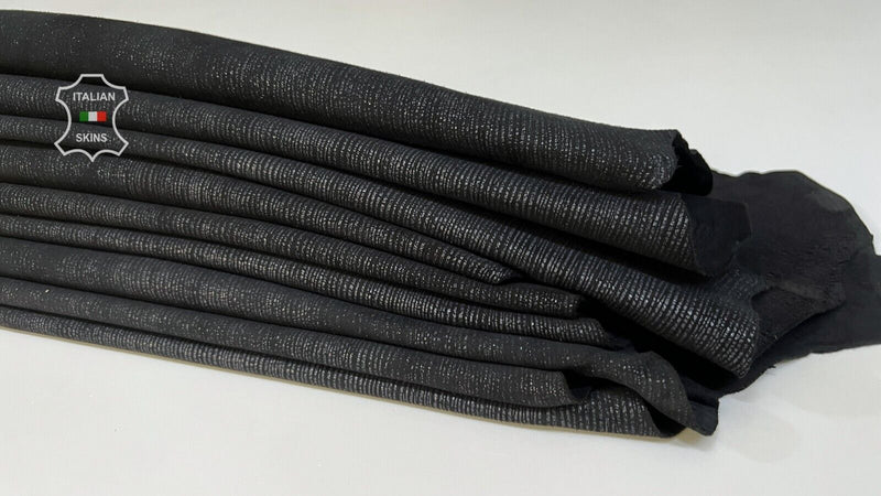 BLACK SUEDE GRAY TEXTURED PRINT Italian Lamb leather 3 skins 14sqf 0.9mm B77723