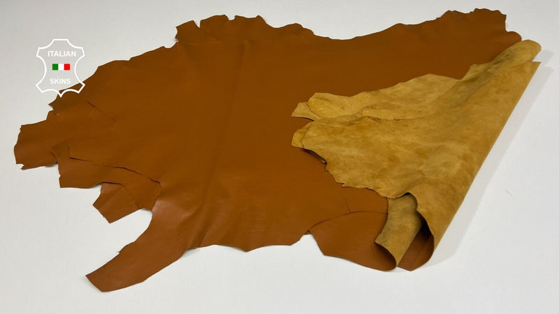 TAN ORANGY BROWN SHINY Soft Italian Lambskin leather 5 skins 25sqf 0.7mm #B4138