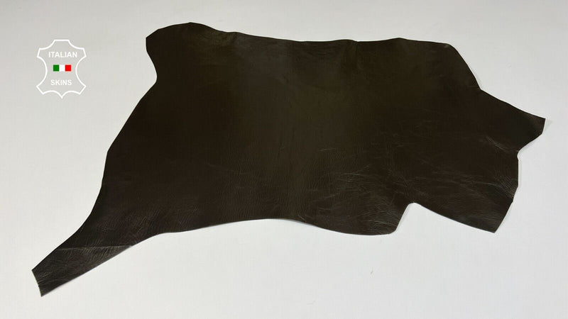 METALLIC PEWTER CRINKLED COATED Thin Soft Goatskin leather 3+sqf 0.6mm #B6134