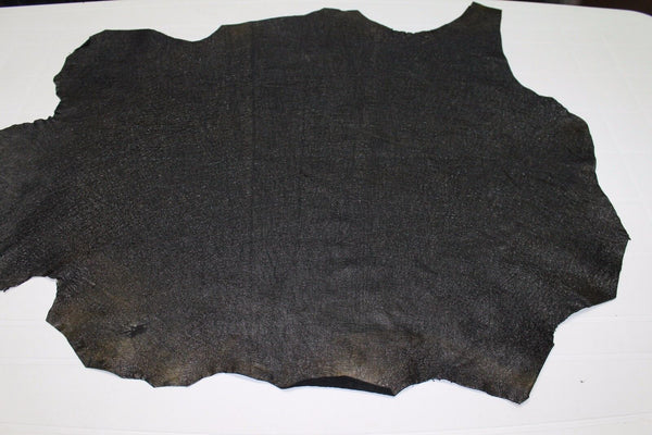 Italian Lambskin leather skin CRINKLE PATENT VERY DARK OLIVE 5sqf #A1133