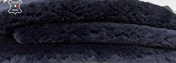 DARK BLUE Soft Hair On sheepskin Lamb shearling fur leather hides 13"X26" #B8696