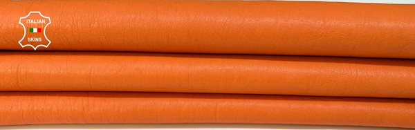 PUMPKIN ORANGE VEGETABLE TAN Thick Italian Goatskin leather 5+sqf 1.5mm #B9248
