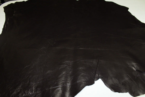 Goatskin leather hide hides skin skins SHINY VERY DARK BROWN 6sqf