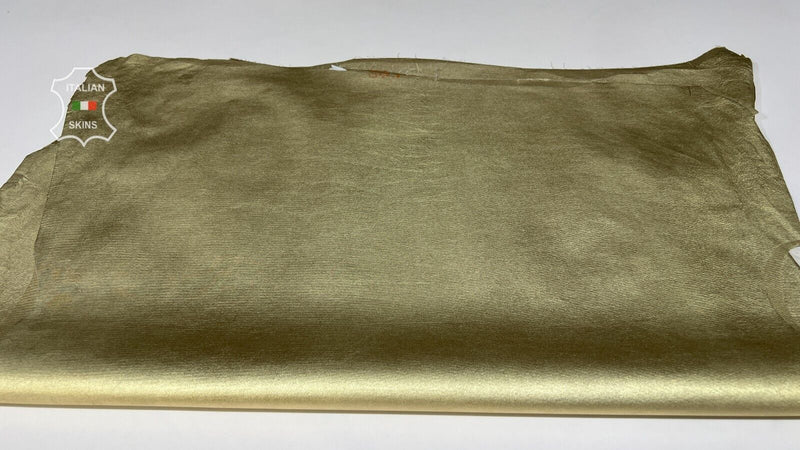 METALLIC LIGHT GOLD Thin Soft Stretch Lamb leather 2 skins 12sqf 0.4mm #B7157