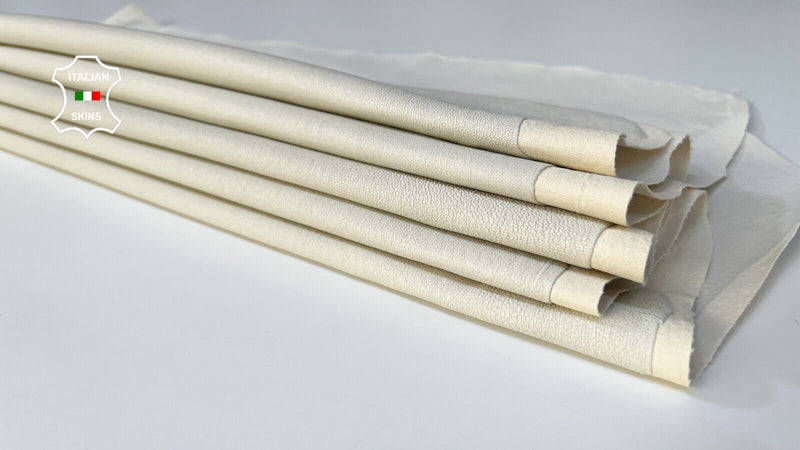 NATURAL BONES OFF WHITE Soft Stretch Lambskin leather 2 skins 9+sqf 0.8mm #B3750