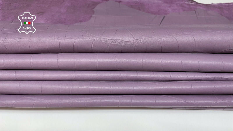 MAUVE LAVENDER CROCODILE EMBOSSED soft Lambskin leather 2 skins 18sqf 0.5mm #B25