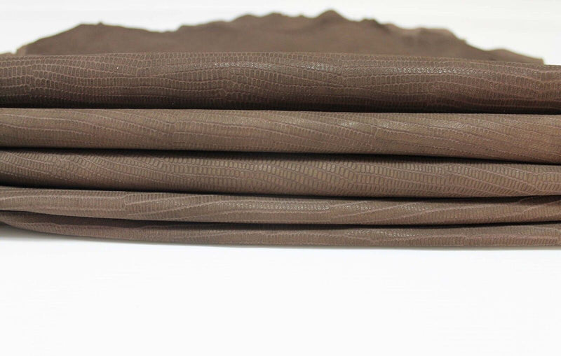 REPTILE BROWN WASHED vegetable tan Italian Lambskin leather skins 22sqf #A3501