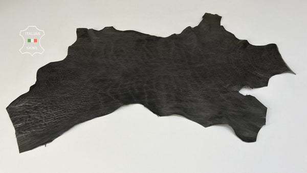 WASHED DARK GRAY GRAINY VEGETABLE TAN Italian Lambskin leather 4+sqf 1.2mm B8188