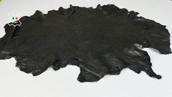 WASHED BLACK WRINKLED VEGETABLE TAN Lambskin leather 2 skins 16sqf 1.3mm #B8884