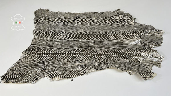 METALLIC LIGHT PLATINUM SNAKE PRINT On Goat Leather 4 skins 18sqf 0.9mm #B7837