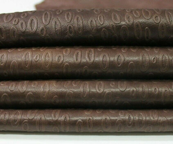 BROWN OVAL TEXTURED vegetable tan Italian Lambskin leather skin 7+sqf  #A4853