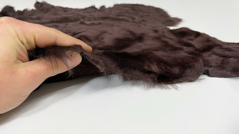 BROWN sheepskin shearling fur hairy sheep Italian leather skin 18"X22" #A9246