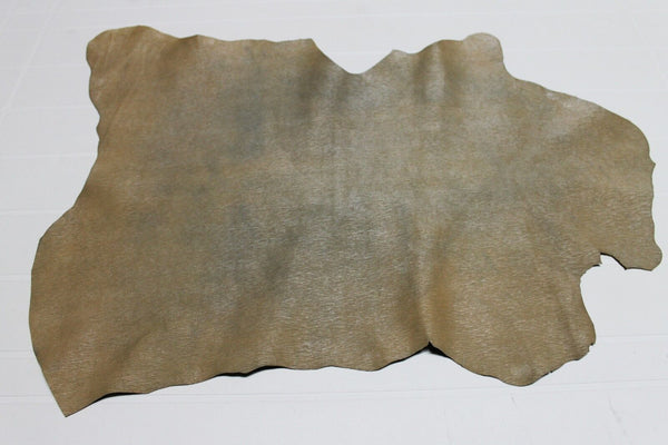 Italian Goatskin leather skin skins  PEARLIZED CAMEL PRINTED DISTRESSED  4sqf