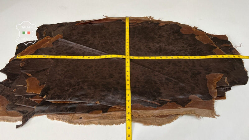 CHESTNUT BROWN ANTIQUED VINTAGE STRETCH Lamb leather 8 skins 35sqf 0.8mm #B7470