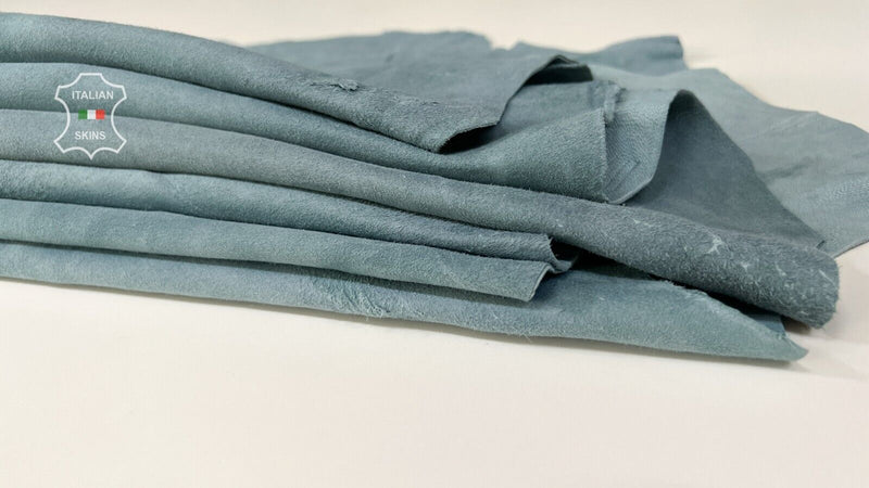 LIGHT BLUE SUEDE Soft Italian Lambskin leather hides 2 skins 12sqf 0.9mm #B7821