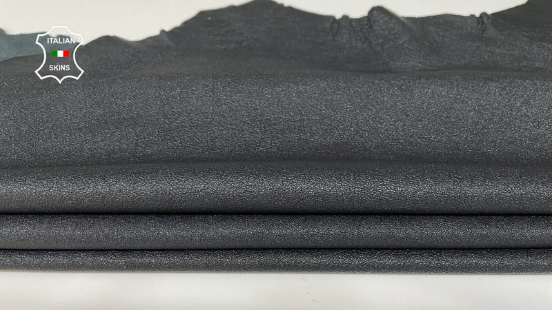 BLACK ROUGH SHINY Soft Italian Lambskin leather skins hides 5sqf 0.8mm #B2692