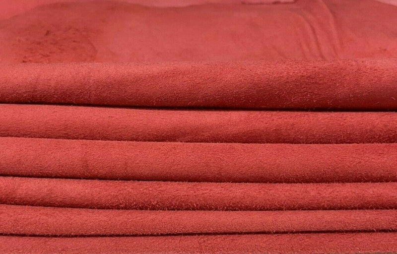 PERSIAN RED SUEDE soft Italian Lambskin Lamb leather 2 skins total 14sqf 0.5mm