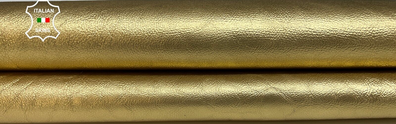 METALLIC GOLD TEXTURED Thick Soft Italian Lambskin Lamb leather 5sqf 1.2mm B5319