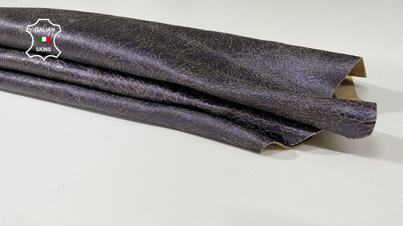 BROWN PURPLISH PEARLIZED CRACKLED VEG TAN Soft Lamb leather 7sqf 0.8mm #B2525
