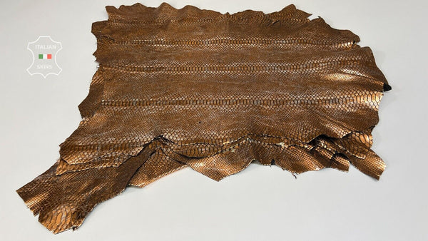 METALLIC COPPER SNAKE PRINT VINTAGE On Goat Leather 4 skins 20sqf 1.2mm #B7830