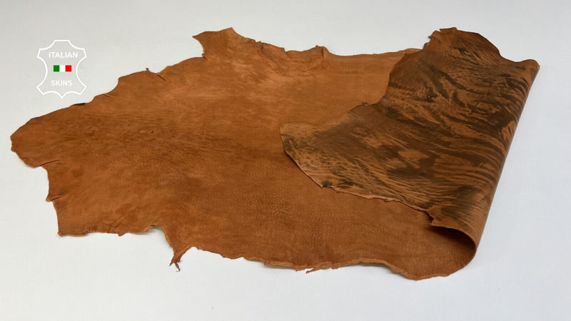 BROWN DISTRESSED ANTIQUED VEGETABLE TAN Thick Lambskin leather 6sqf 1.3mm #B5511