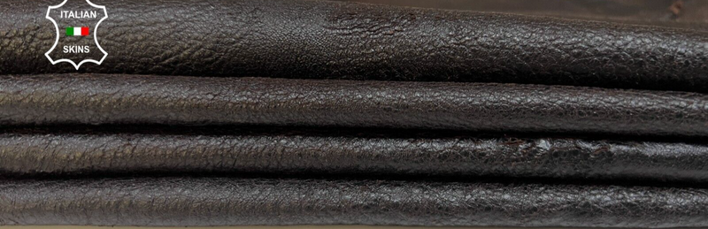 DARK BROWN ANTIQUED CRINKLED Soft Lambskin leather 2 skins 10sqf 0.8mm #B4996