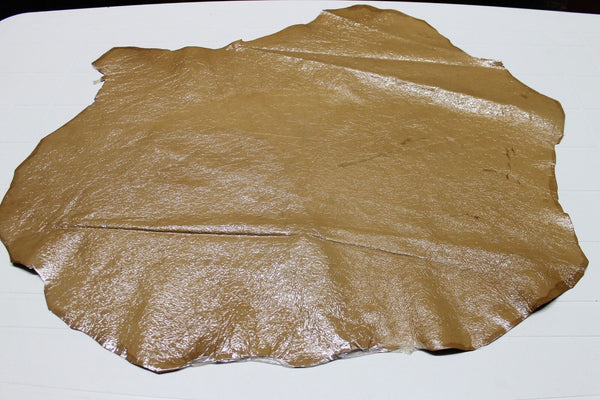 Italian Lambskin leather skin SHINY PATENT CRINKLE NATURAL CAMEL 5sqf #A1125