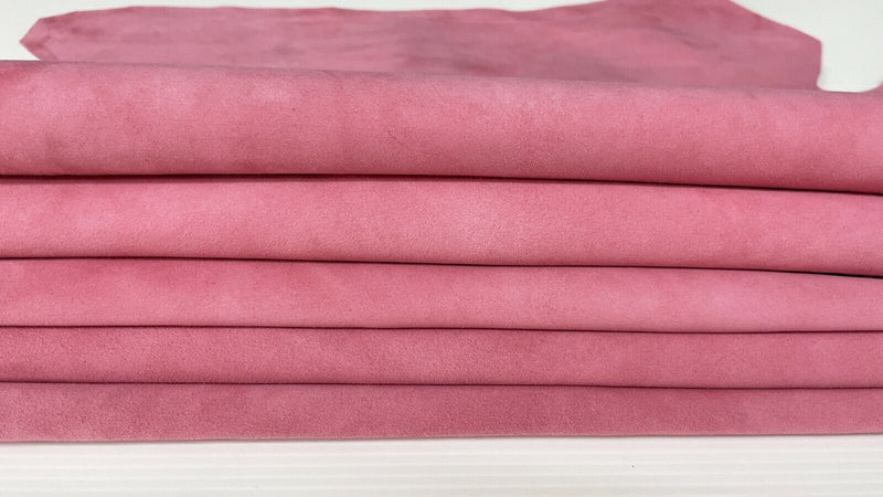 PINK SUEDE genuine Italian Goatskin Goat leather 4 skins hides total 8sqf #A7392