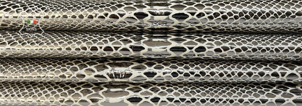 METALLIC LIGHT PLATINUM SNAKE PRINT On Goat Leather 4 skins 18sqf 0.9mm #B7837
