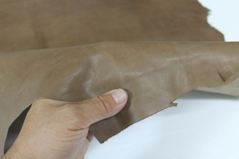 NATURAL BROWN VINTAGE smooth Goatskin Goat leather skin 5sqf 0.9mm #A6549