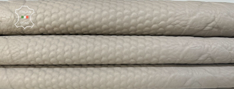 BEIGE TEXTURED BACKED WITH WOOL FABRIC Thick Lambskin leather 6sqf 2.2mm #B7421