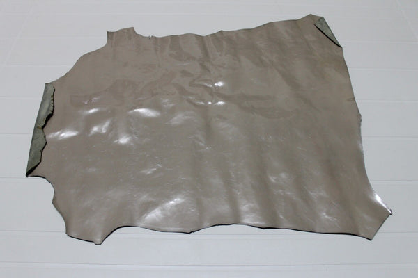 Italian Goatskin leather skin skins hides PATENT BEIGE CRINKLE 2+sqf