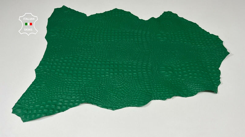 GREEN ALLIGATOR CROCODILE EMBOSSED TEXTURED Italian Lambskin 5+sqf 0.7mm #A9104