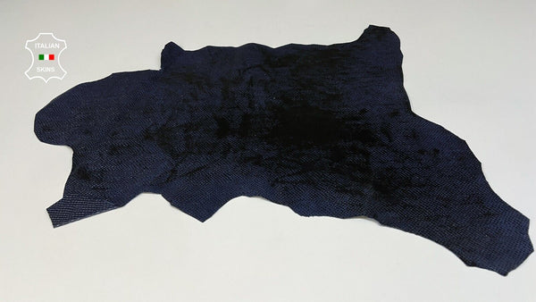 BLUE BLACK SNAKE EMBOSSED TEXTURED PRINT On Goatskin Leather 3+sqf 0.9mm #B9060