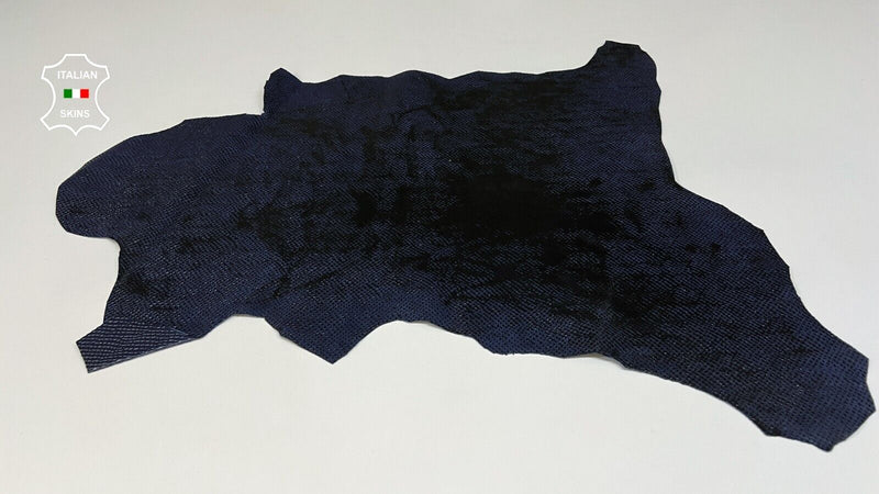 BLUE BLACK SNAKE EMBOSSED TEXTURED PRINT On Goatskin Leather 3+sqf 0.9mm #B9060