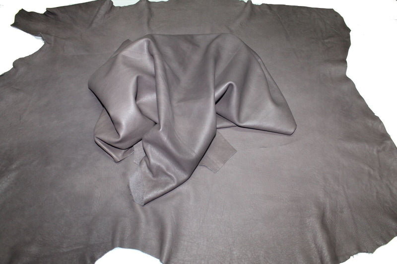 Italian Lambskin leather skins VTG ANTIQUED DISTRESSED NATURAL DARK TAUPE 6sqf