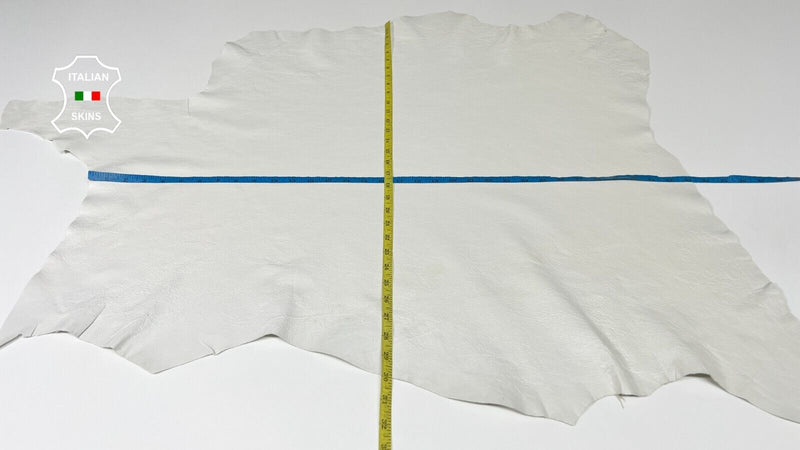 OFF WHITE CRINKLED COATED Soft Italian Lambskin leather hides 7sqf 0.8mm #B4716