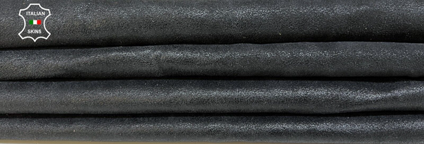 ANTHRACITE BLACK CRACKLE ANTIQUED Soft Italian Lambskin leather 7sqf 0.8mm B8882