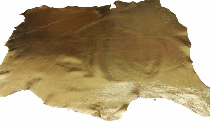 METALLIC GOLD Italian Lambskin leather hide skin pelt 7+sqf 0.7-0.8mm