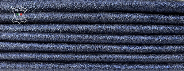 METALLIC OCEAN BLUE CRISPY CRINKLED Calfskin leather 3 skins 20sqf 1.6mm B7424