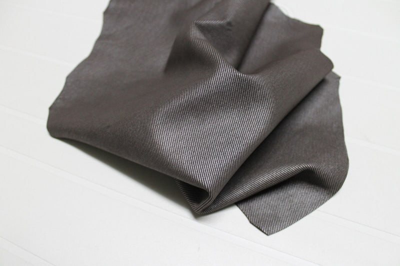 Italian Goatskin leather skins hides SILVER LINES PRINTED ON NABUCK BROWN 2+sqf